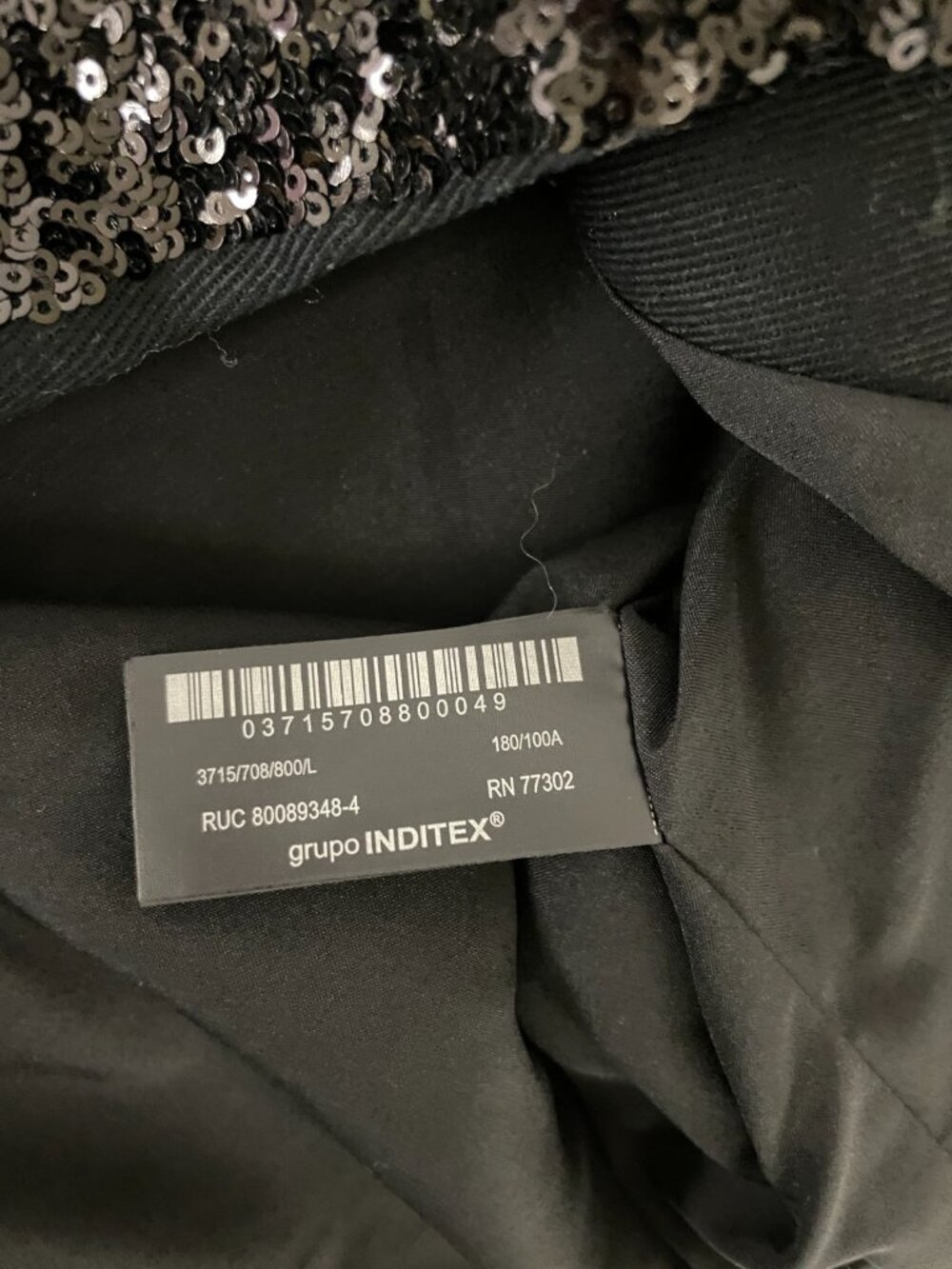 Zara Mens Bomber Sequin Jacket cropped fit L Black embellished 3715/708 NWOT - Picture 5 of 9